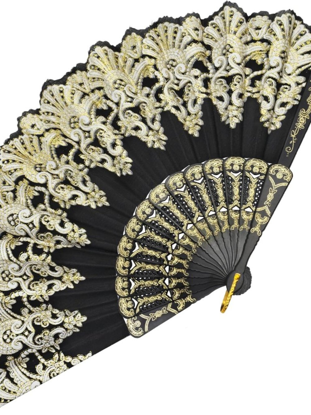 Hand Fan Foldable, Decorative Folding Fans for Women, Black